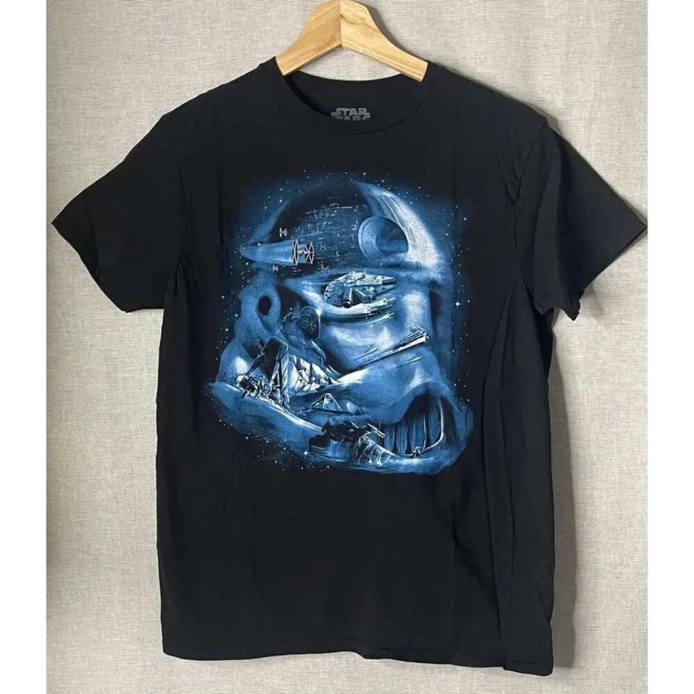 Star Wars Mens Vfifthsun Graphic T-Shirt Black Blue Short Sleeve Cotton M